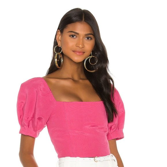 Alice + Olivia Joslyn Puff Sleeve Cropped Top  - Size 2 - Picture 2 of 4